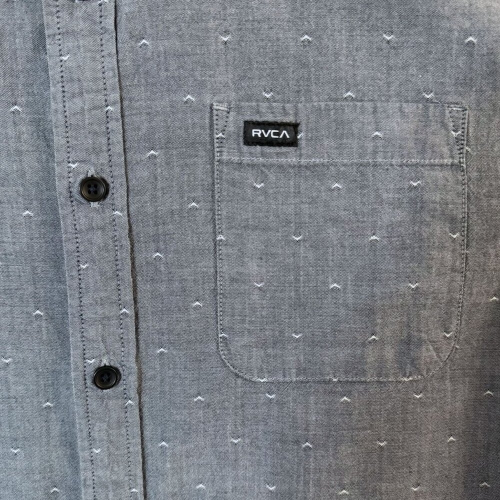 RVCA That'll Do Dobby Short-Sleeve Button-Down Shirt Gray Men's Large Slim-Fit - Picture 7 of 11